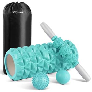 Glymnis Foam Roller Kit 4 in 1: Massaggio Muscolare e Rilascio Miofasciale